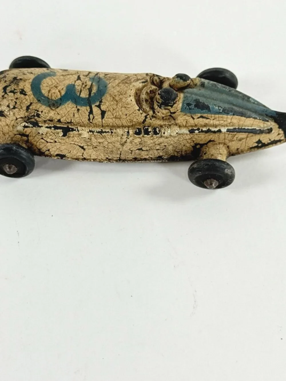 Vintage 1930s Sun Rubber Boat Tail Race Car Vintage Original Tires Display Toy C